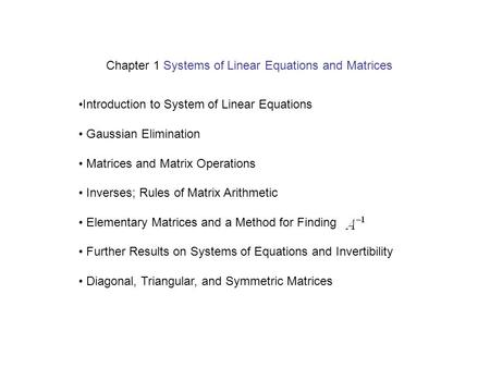 Chapter 1 Systems of Linear Equations and Matrices