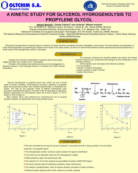  We were interested by turning into account of glycerol, a by-product formed in large quantities in the bio-diesel production, into propylene glycol.