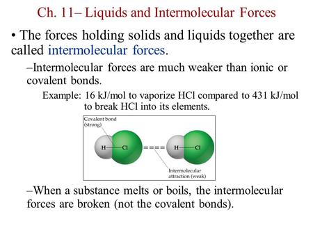 Ch. 11– Liquids and Intermolecular Forces