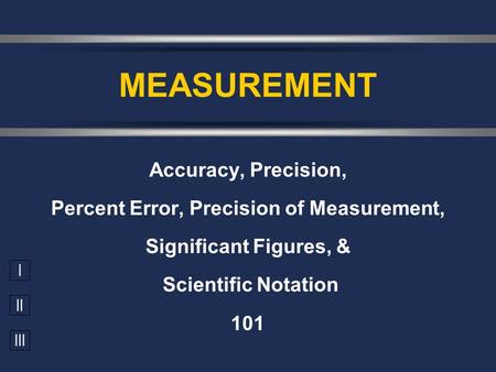 Percent Error, Precision of Measurement,