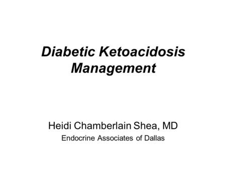 Diabetic Ketoacidosis Management