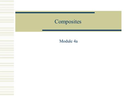 Composites Module 4a. Spring 2001 ISAT 430 Dr. Ken Lewis2 An aside: Stress – Strain  Tension test Used to determine mechanical properties such as Strength.