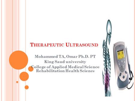 Therapeutic Ultrasound