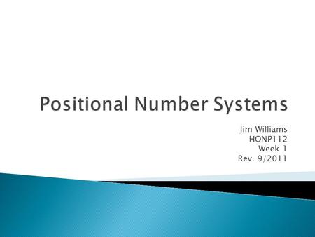 Positional Number Systems