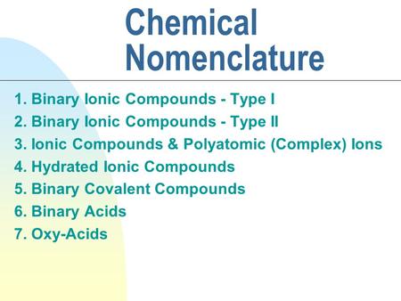 Chemical Nomenclature