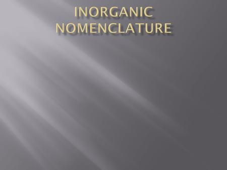 Inorganic Nomenclature