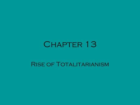 Rise of Totalitarianism