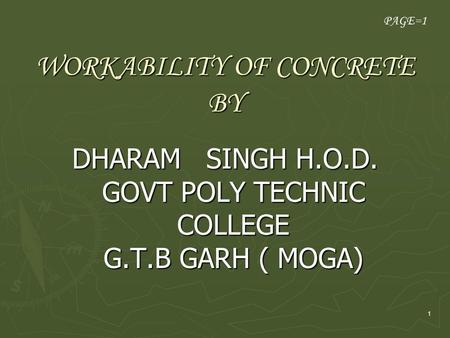 WORKABILITY OF CONCRETE BY