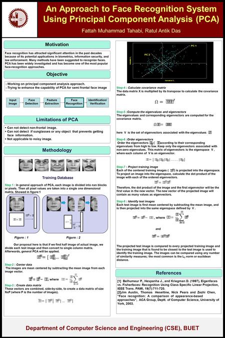 Training Database Step 1 : In general approach of PCA, each image is divided into nxn blocks or pixels. Then all pixel values are taken into a single one.