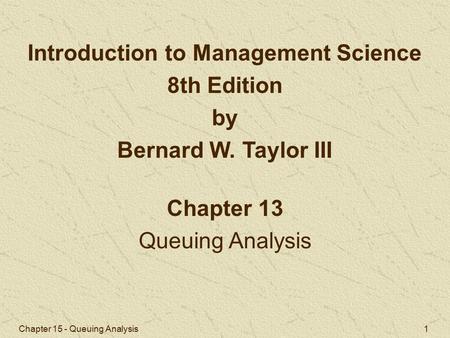 Introduction to Management Science