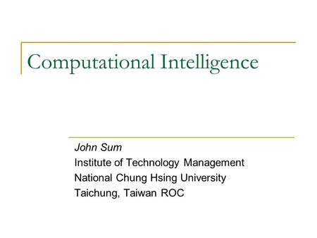 Computational Intelligence