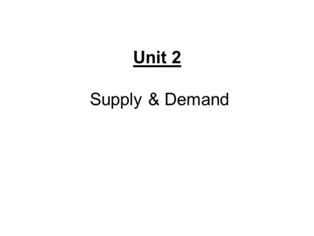 Unit 2 Supply & Demand. Demand Basics Demand Schedule and Demand Curve.