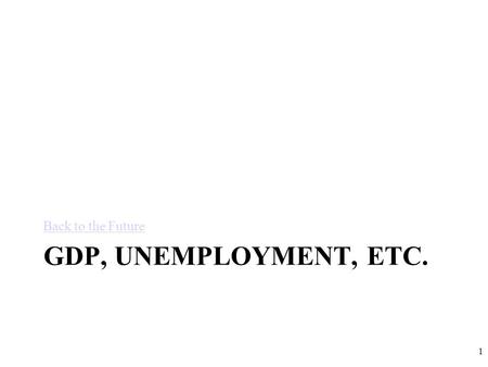 Back to the Future GDP, Unemployment, etc..