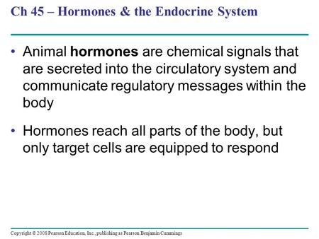 Ch 45 – Hormones & the Endocrine System