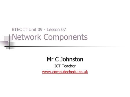 Mr C Johnston ICT Teacher