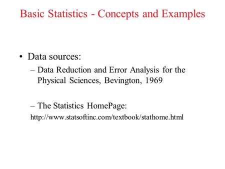 Basic Statistics - Concepts and Examples