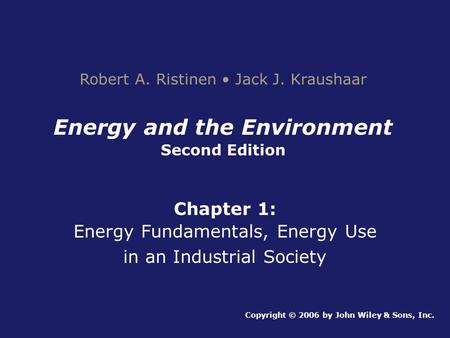 Energy and the Environment