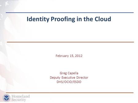 Identity Proofing in the Cloud