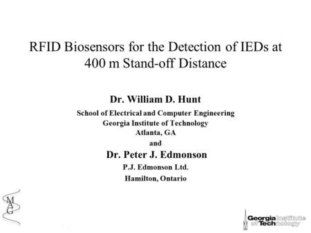 RFID Biosensors for the Detection of IEDs at 400 m Stand-off Distance