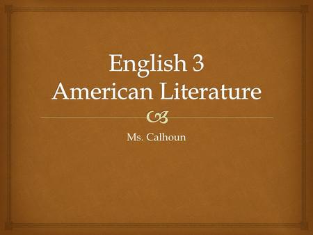 English 3 American Literature