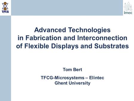 TFCG-Microsystems – Elintec Ghent University