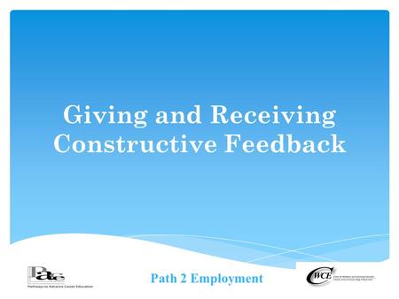 Giving and Receiving Constructive Feedback