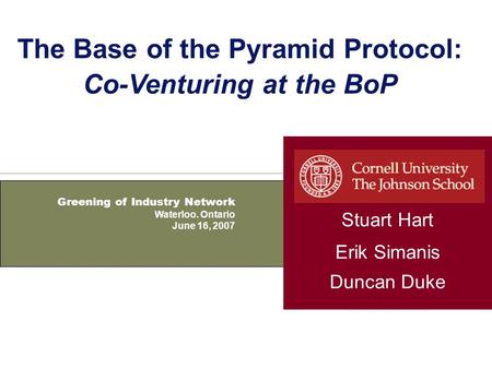 The Base of the Pyramid Protocol: Co-Venturing at the BoP