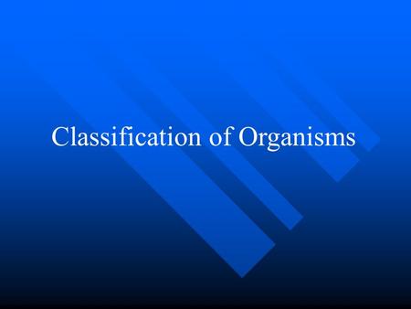 Classification of Organisms