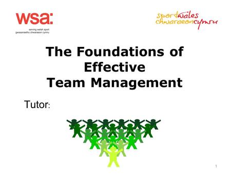 1 The Foundations of Effective Team Management Tutor :