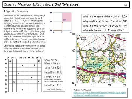 Coasts : Mapwork Skills / 4 figure Grid References