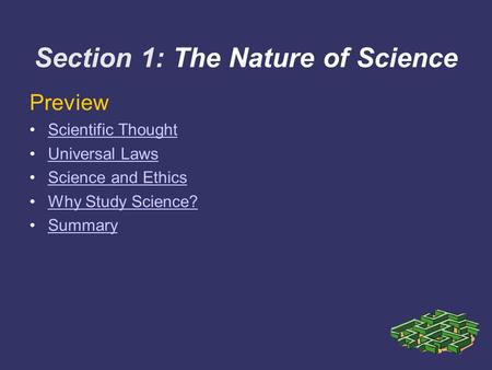 Section 1: The Nature of Science