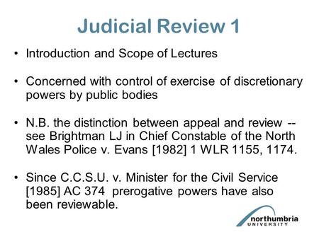 Judicial Review 1 Introduction and Scope of Lectures