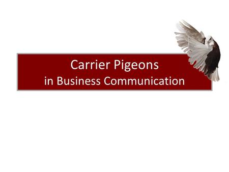 Carrier Pigeons in Business Communication. Purpose.