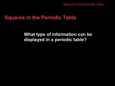 Squares in the Periodic Table