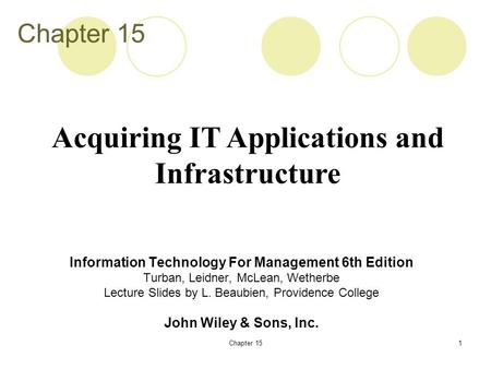 Acquiring IT Applications and Infrastructure