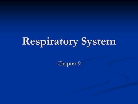 Respiratory System Chapter 9. Respiratory System Functions To get oxygen into the red blood cells To get oxygen into the red blood cells To release carbon.