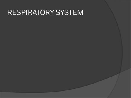 RESPIRATORY SYSTEM. Respiratory system  Molecules of oxygen and carbon dioxide are passively exchanged, by diffusion, between the gaseous external environment.