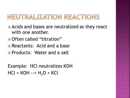 Neutralization Reactions