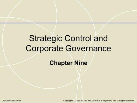 Strategic Control and Corporate Governance