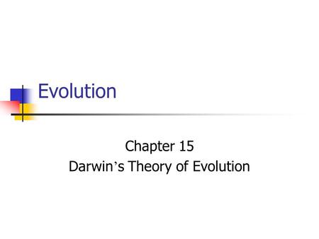 Chapter 15 Darwin’s Theory of Evolution