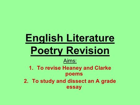 English Literature Poetry Revision