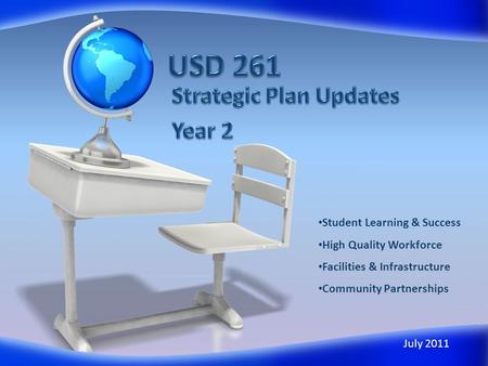 July 2011 Student Learning & Success High Quality Workforce Facilities & Infrastructure Community Partnerships.