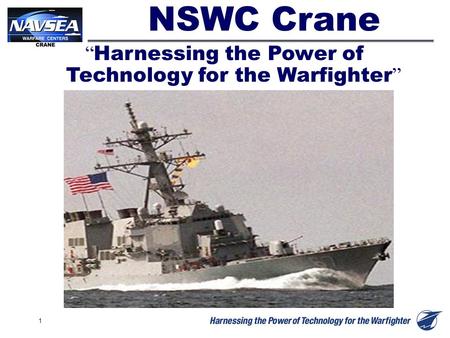 1 “ Harnessing the Power of Technology for the Warfighter ” NSWC Crane.