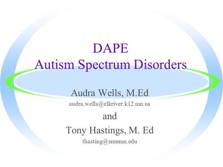 DAPE Autism Spectrum Disorders