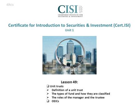 Certificate for Introduction to Securities & Investment (Cert.ISI)