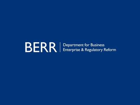 Presentation on implementation of the EU market surveillance framework in the United Kingdom Richard Lawson, Department for Business, Enterprise & Regulatory.