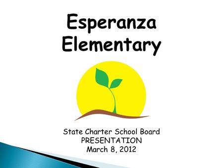 Esperanza Elementary State Charter School Board PRESENTATION March 8, 2012.