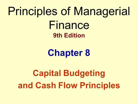 Principles of Managerial Finance 9th Edition