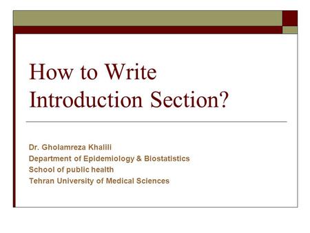 How to Write Introduction Section?