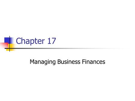 Managing Business Finances